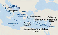 Greece, Italy and Israel Cruise map