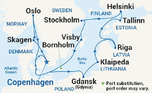 Baltic and Scandinavia cruise map